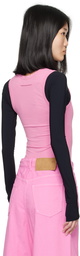 MM6 Maison Margiela Pink & Black Paneled Long Sleeve T-Shirt