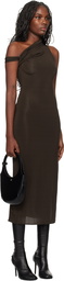 Courrèges Brown Houndstooth Twist Midi Dress