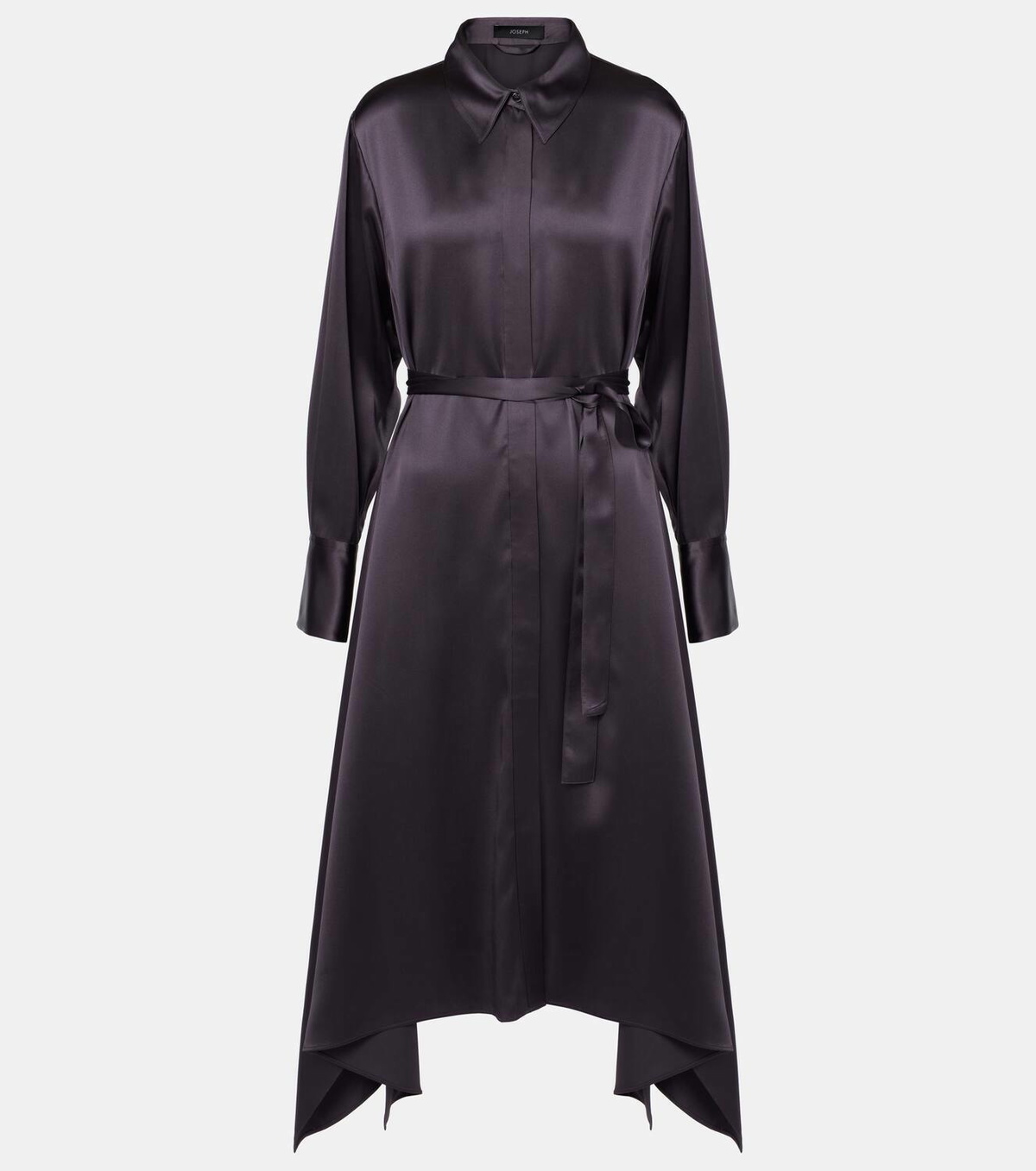 Joseph Cyprien belted silk satin shirt dress