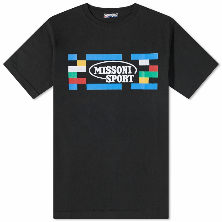 Photo: Missoni Men's Sport Logo T-Shirt in Black/Multicolour Heritage