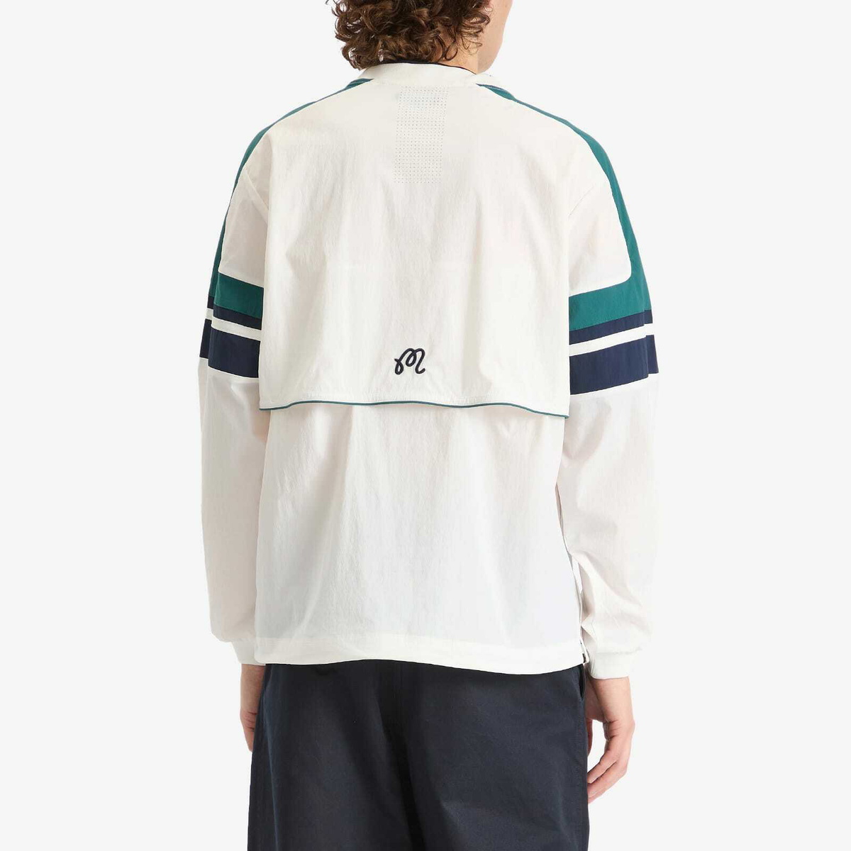 Malbon Men's Sportivia Nylon Popover Jacket in White