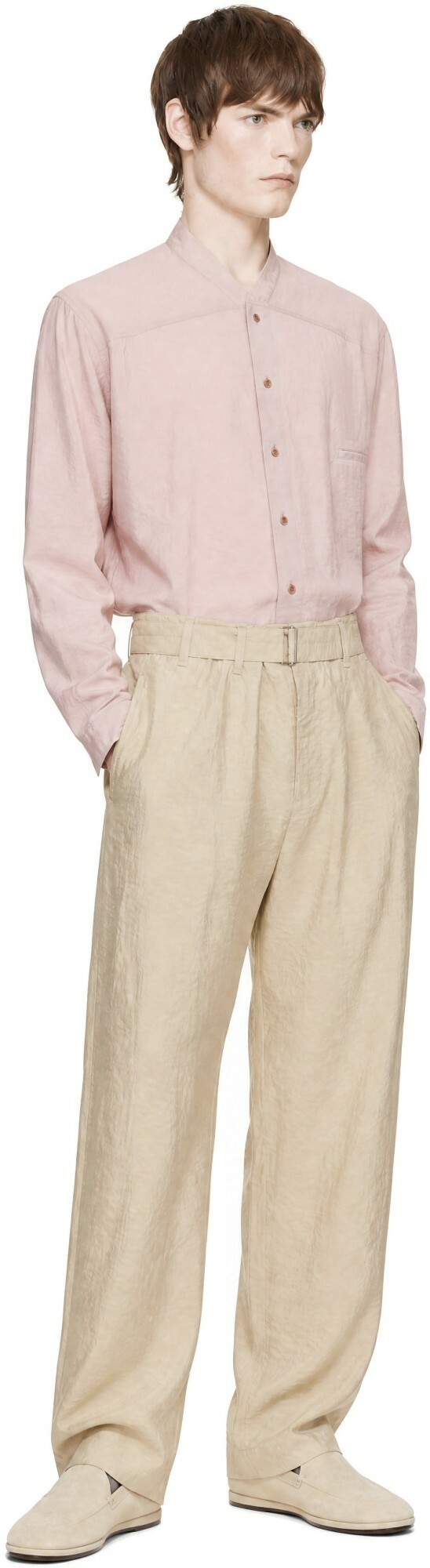 LEMAIRE Pink V-Neck Shirt