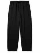 KENZO - Straight-Leg Logo-Appliquéd Cotton Drawstring Cargo Trousers - Black