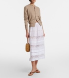 Dôen Sidra lace-trimmed ramie midi skirt