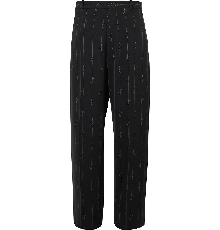 Photo: Balenciaga - Logo-Print Twill Suit Trousers - Black