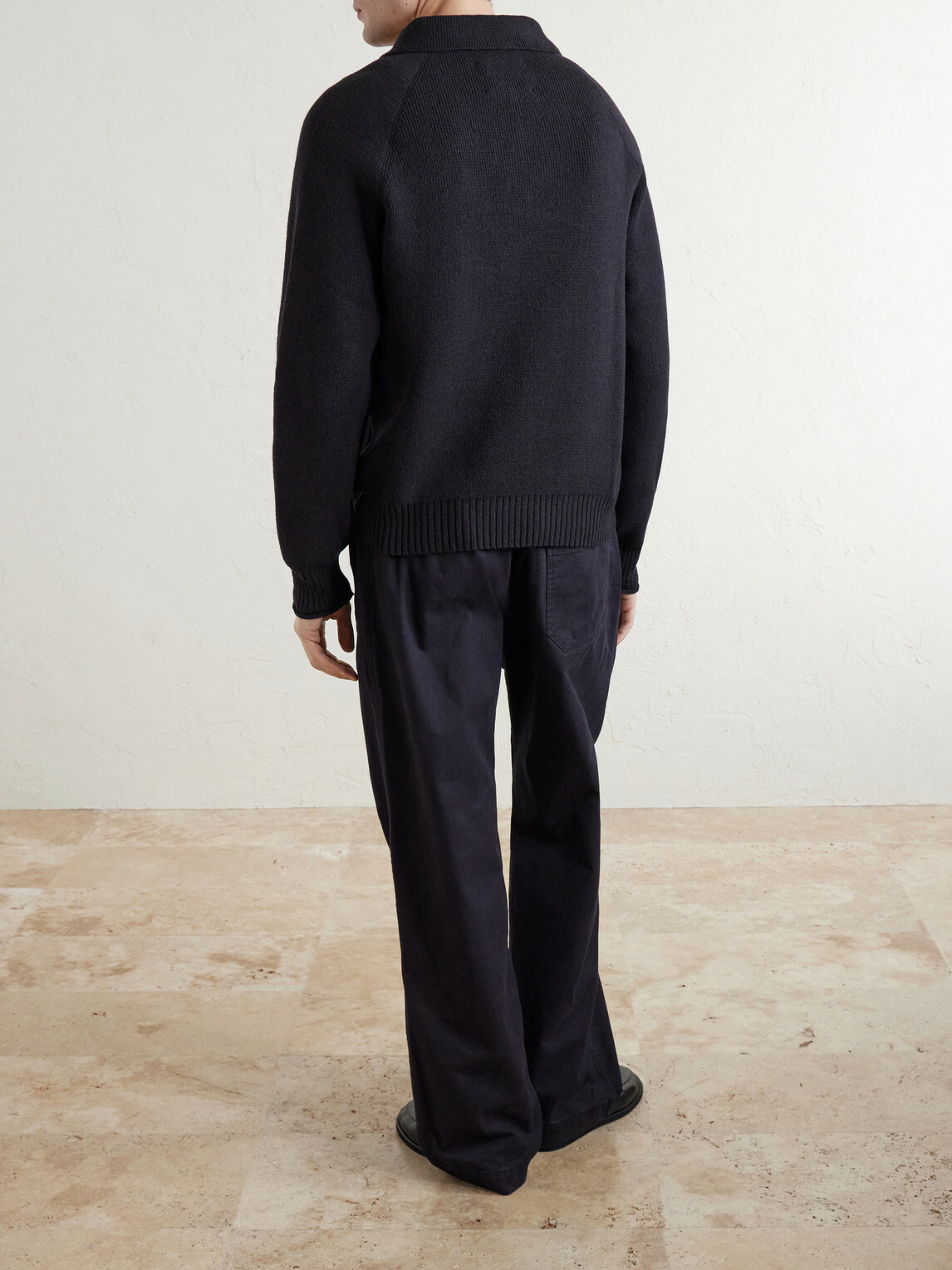 Margaret Howell - Wool and Cotton-Blend Half-Zip Sweater - Black
