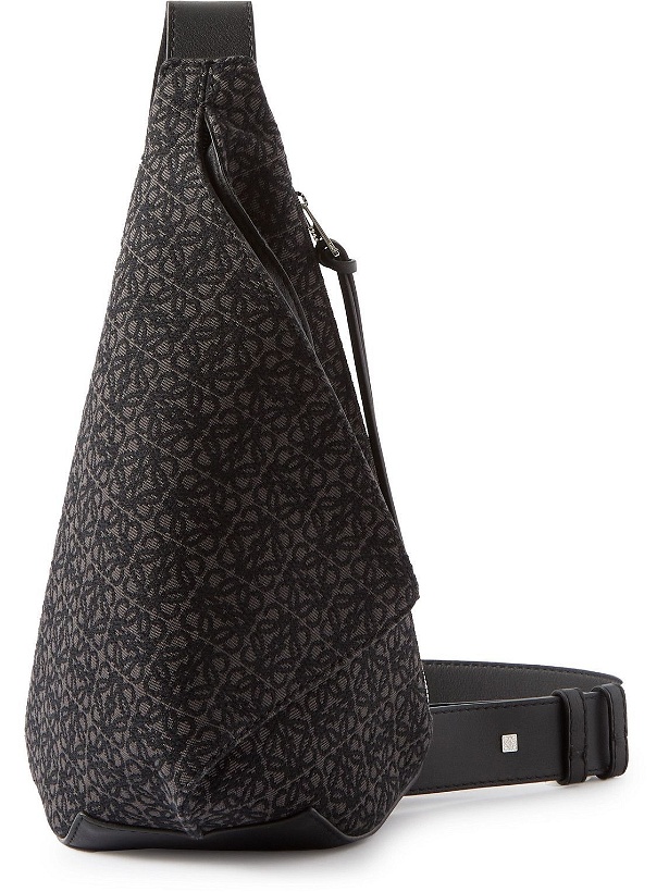 Photo: Loewe - Anton Logo-Jacquard Canvas and Leather Sling Backpack