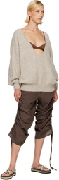 Baserange Beige Soar V Neck Sweater