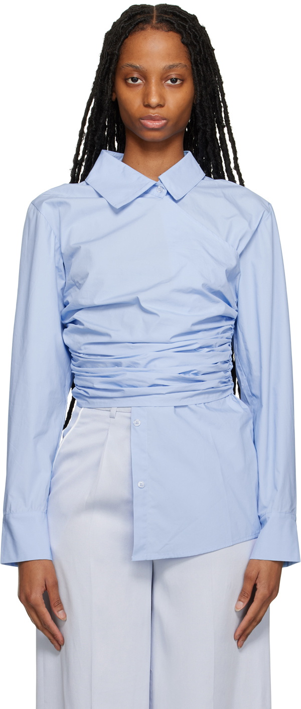 Elleme Blue Draped Blouse