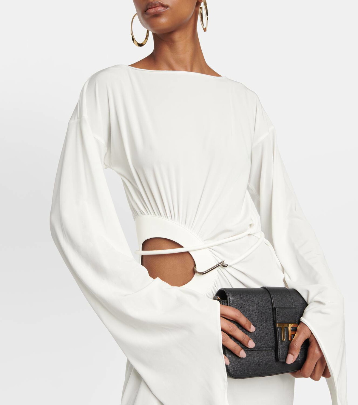 tom ford cut-out mini dress EMBROIDERED MINI DRESS WITH CUT OUT SHOULDER | TOM FORD