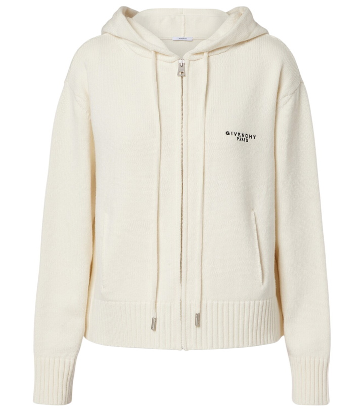 Photo: Givenchy Logo hooded wool and cashmere zip-up cardigan