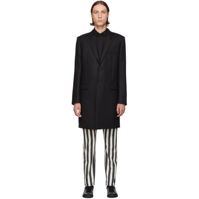 Photo: Saint Laurent Black Wool Straight Coat