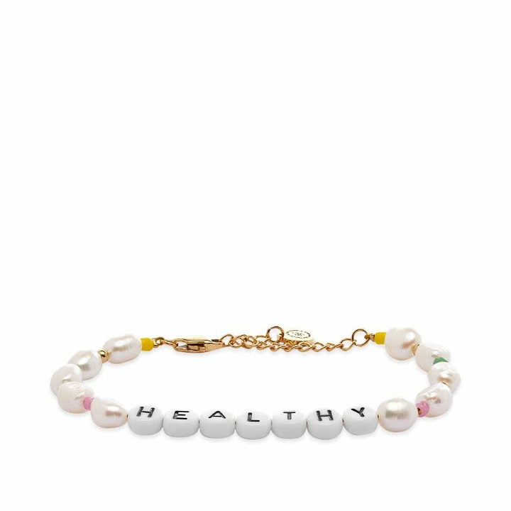 Photo: Sporty & Rich Healthy Pearl & Bead Bracelet in White/Multi