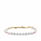 Sporty & Rich Healthy Pearl & Bead Bracelet in White/Multi