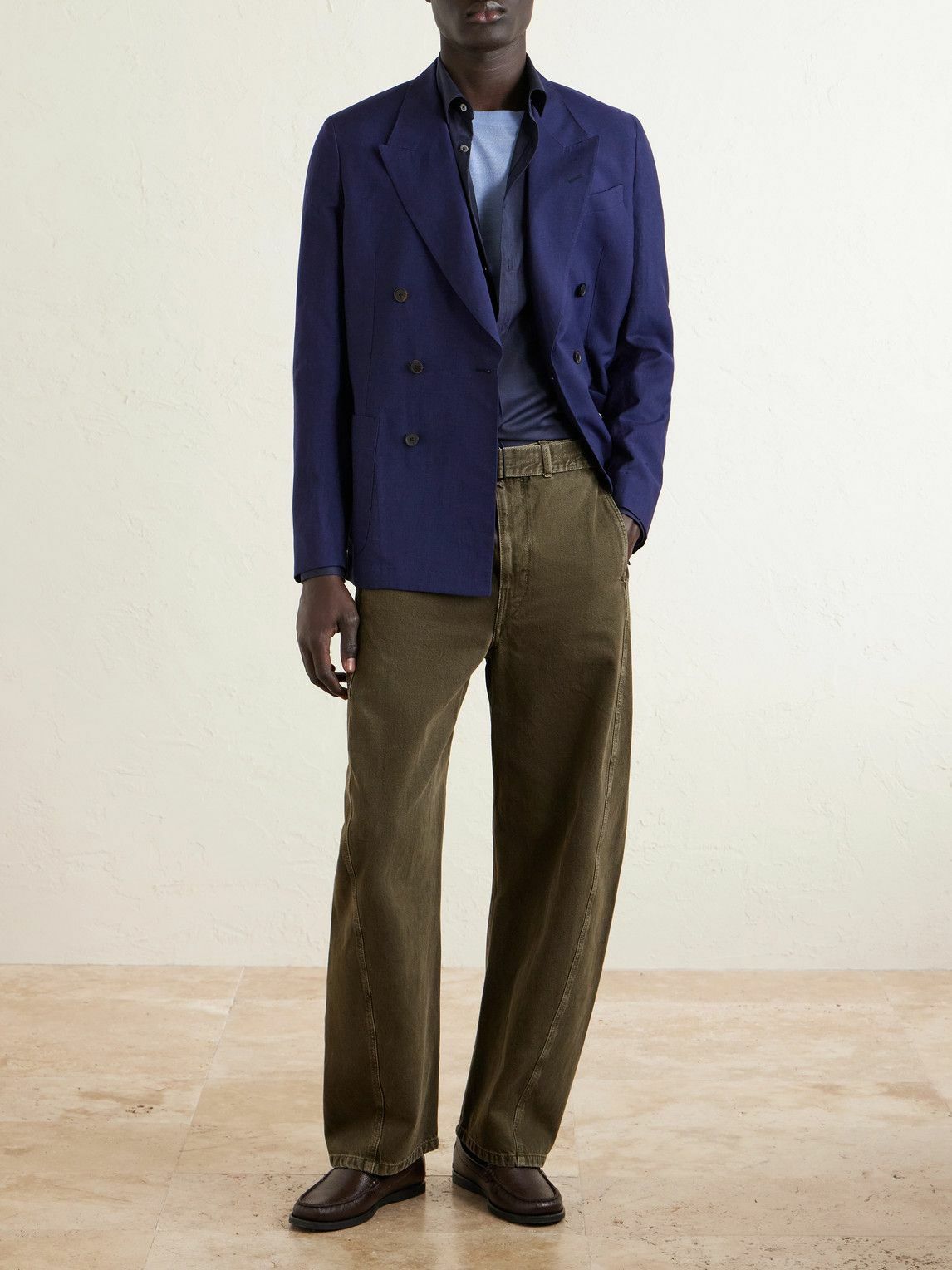 Paul Smith - Double-Breasted Wool and Linen-Blend Blazer - Blue