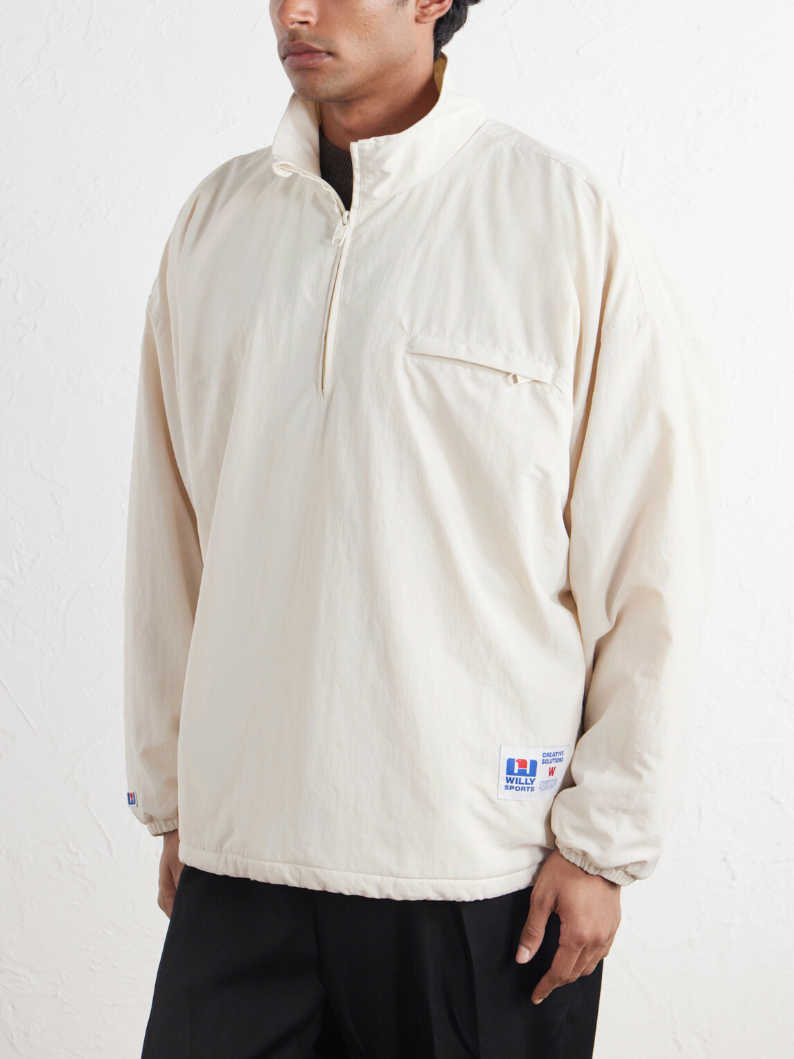 Willy Chavarria - Appliquéd Fleece-Lined Shell Half-Zip Jacket - Neutrals