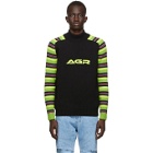 AGR SSENSE Exclusive Black Striped Logo Sweater