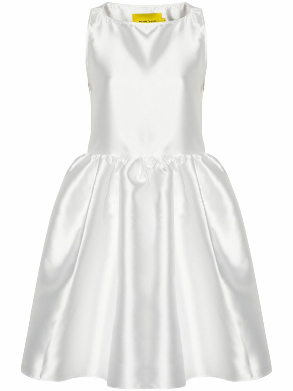 Marques'Almeida White Puffball-Hem Satin Midi Dress Marques Almeida