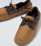 Prada Shuffle leather-trimmed canvas boat shoes