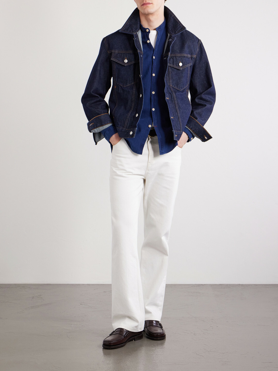 Oliver Spencer - Kildale Grandad-Collar Cotton Shirt - Blue