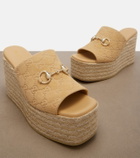 Gucci Horsebit GG suede espadrille wedges