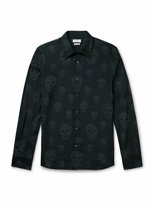 Photo: McQueen - Slim-Fit Printed Voile Shirt - Black
