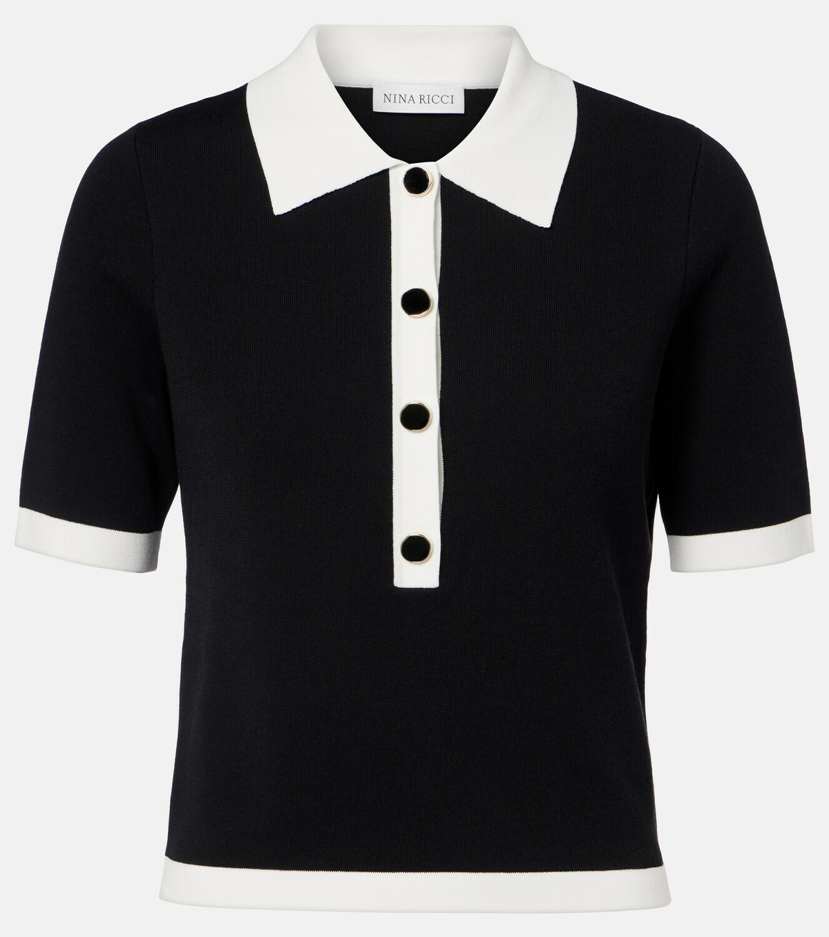 Nina Ricci Ribbed-knit polo shirt
