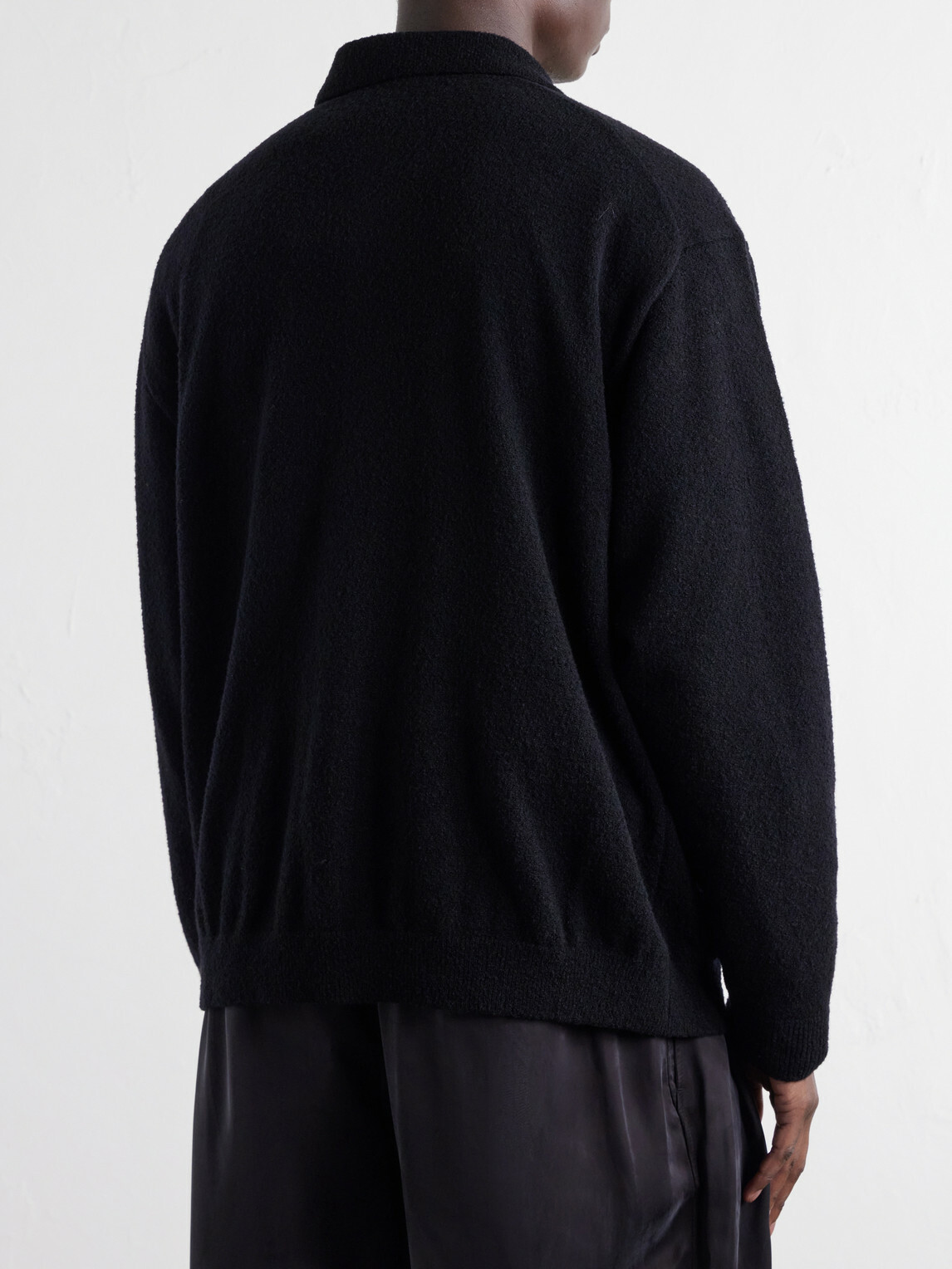 ATON - Wool-Blend Bouclé Cardigan - Black