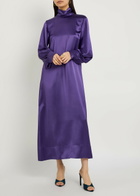 Joseph Cels Belted Satin Midi Dress Violet