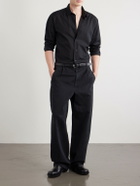 Jil Sander - Straight-Leg Pleated Cotton-Drill Trousers - Black