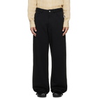 MM6 Maison Margiela Black Logo-Embroidered Unbrushed Cotton Trousers