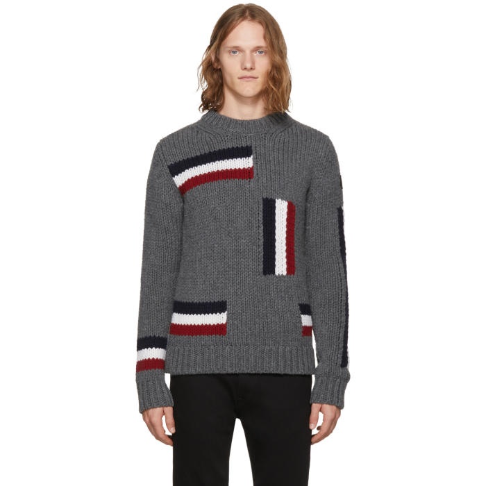 Photo: Moncler Grey Tricolor Flag Sweater
