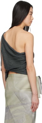 Serapis Gray One Shoulder Knit Top
