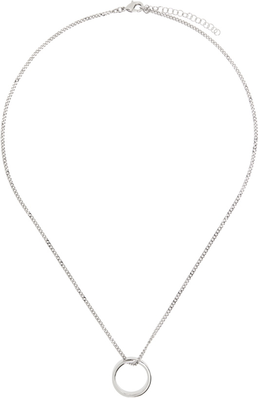Photo: MM6 Maison Margiela Silver Minimal Logo 6MM Pendant Ring Necklace