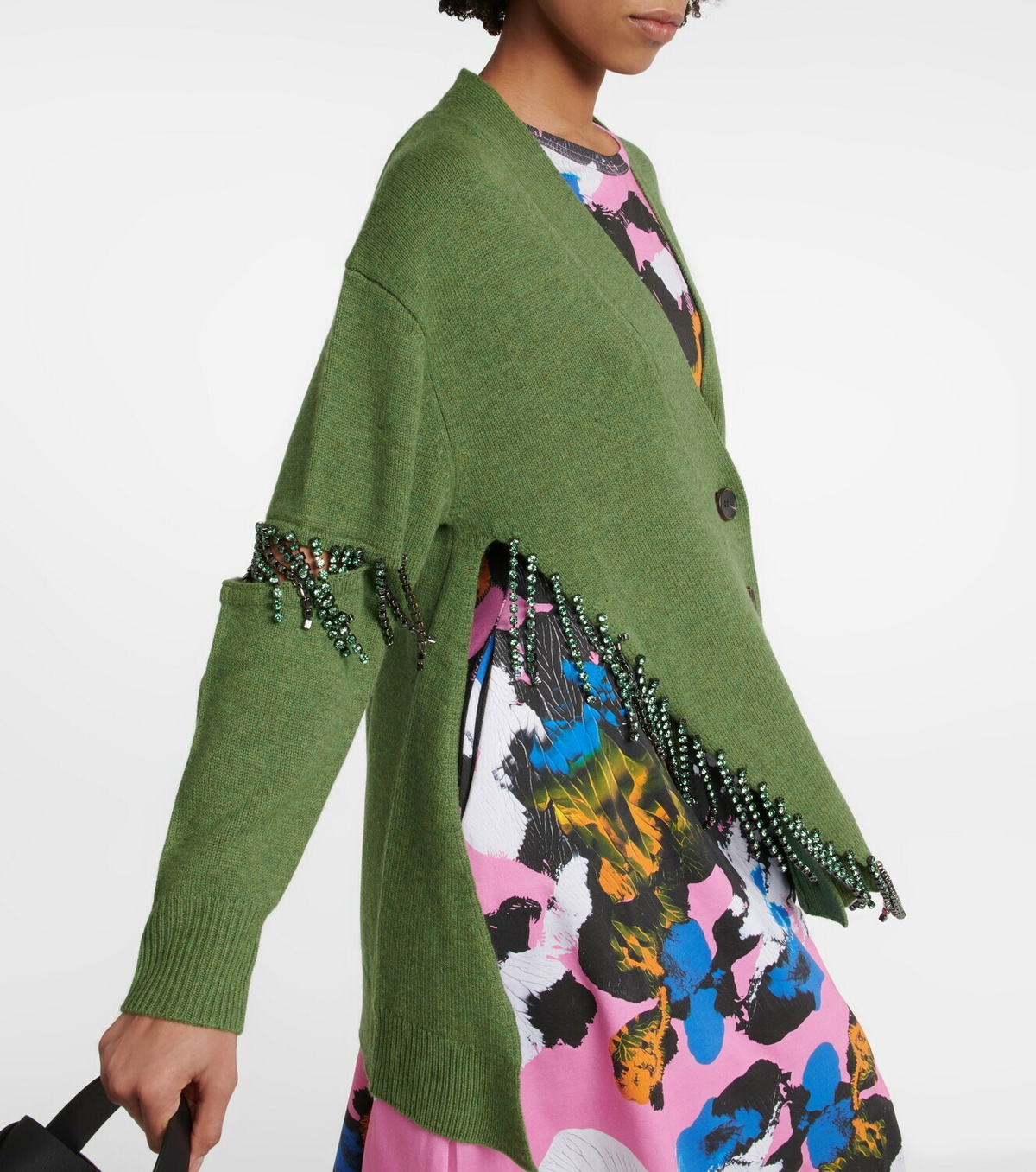 Christopher Kane - Deconstructed embellished wool cardigan 