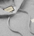 Gucci - Logo-Print Mélange Loopback Cotton-Jersey Hoodie - Gray