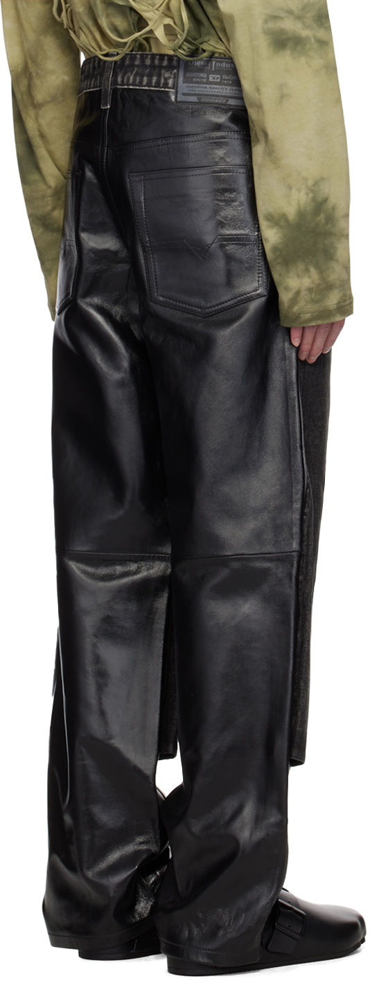 Diesel Black P-Bretch Leather Jeans