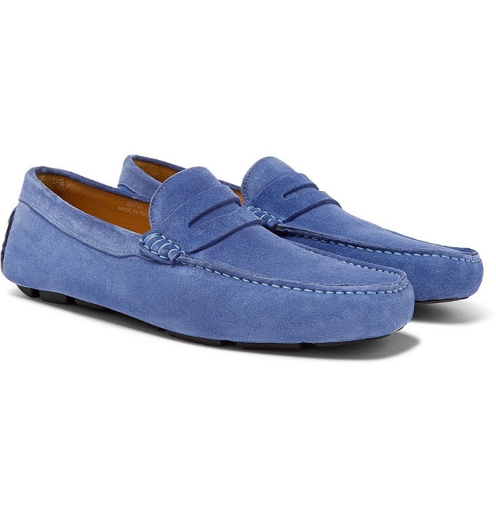 Photo: Canali - Suede Driving Shoes - Men - Blue