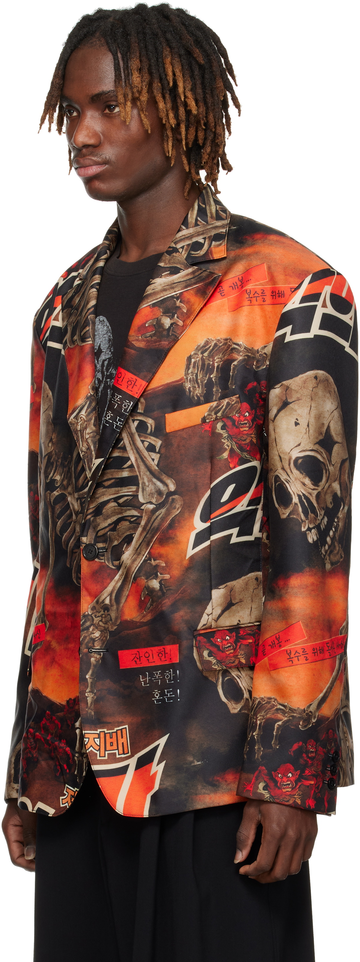 LU'U DAN Black & Orange Slim Jim Blazer