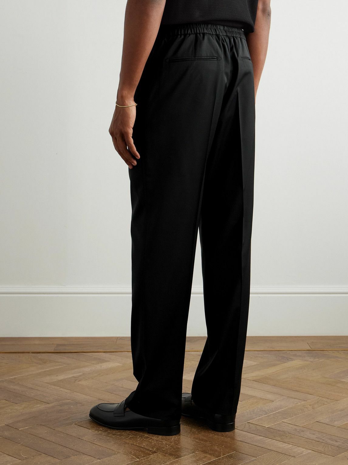 Brioni - Asolo Straight-Leg Pleated Wool-Blend Drawstring Trousers - Black