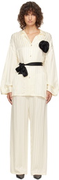 Sleeper Off-White Rose Oversized Satin Pyjama Set