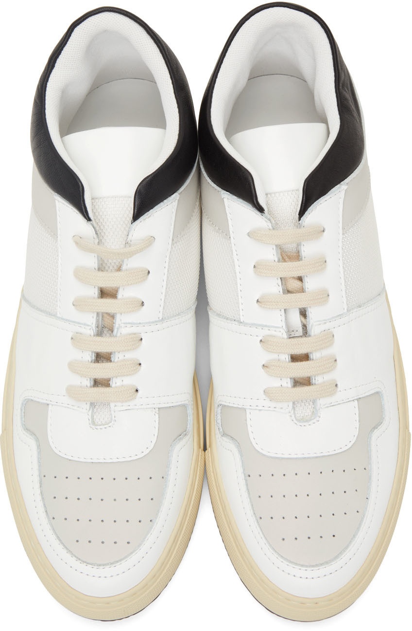 Common Projects White & Black BBall Low Decades Sneakers Common Projects