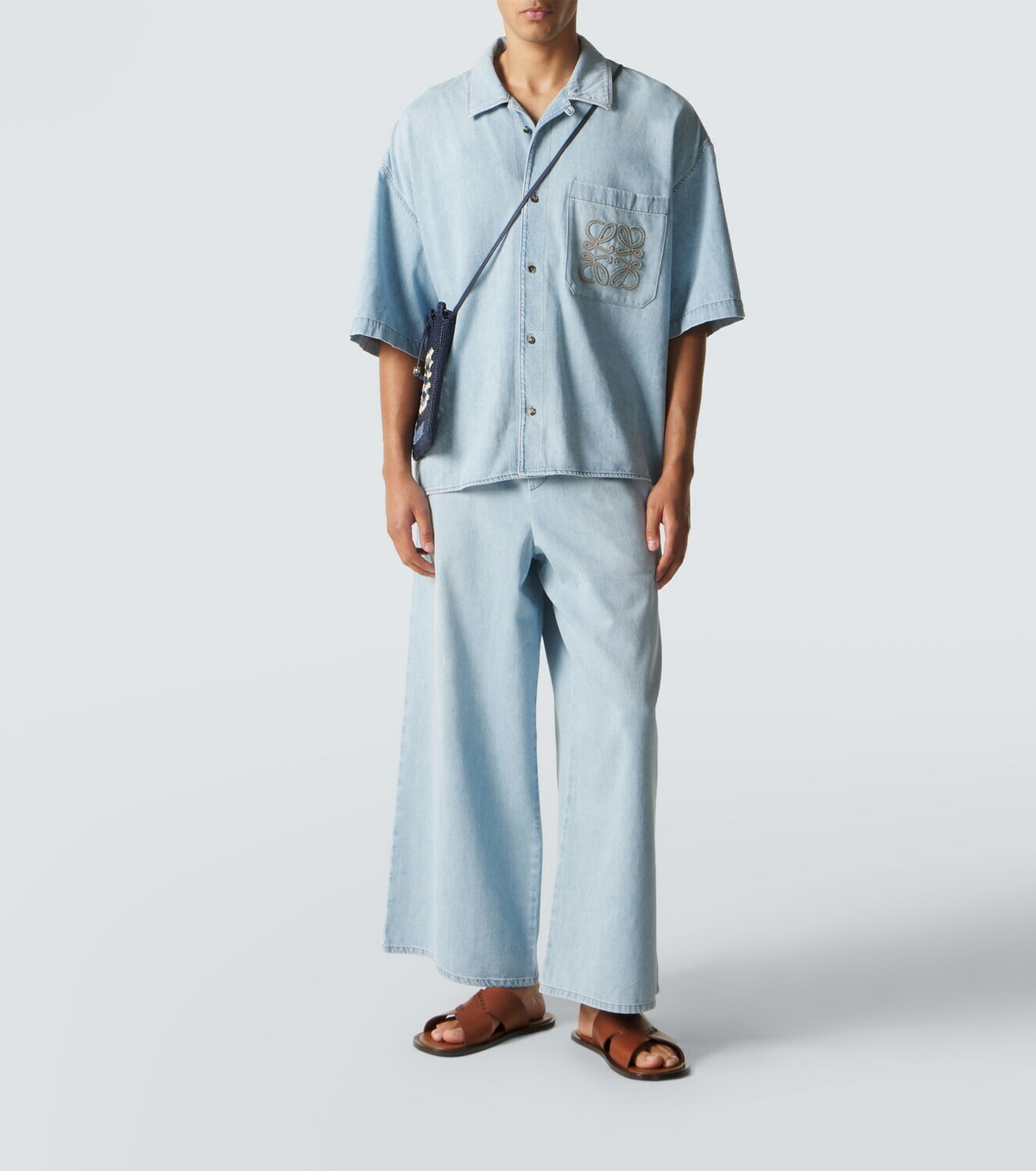 Loewe Anagram denim cropped wide-leg pants