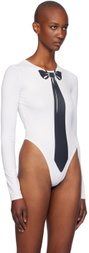 OPEN YY White Ribbon Tie Bodysuit