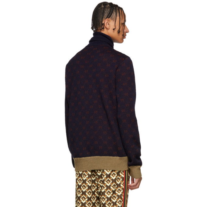 Gucci Blue GG Logo Turtleneck