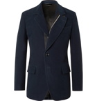 TOM FORD - Leather-Trimmed Cotton-Moleskin Blazer - Blue