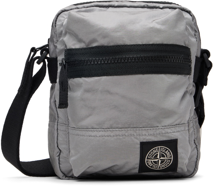 Photo: Stone Island Silver 9200015 Coated Nylon Metal ECONYL Bag