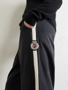 424 - Straight-Leg Distressed Striped Cotton-Jersey Sweatpants - Black