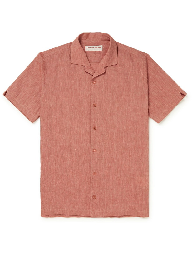 Photo: ORLEBAR BROWN - Hibbert Camp-Collar Linen and Cotton-Blend Shirt - Pink