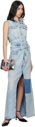 MM6 Maison Margiela Blue Paneled Denim Maxi Dress